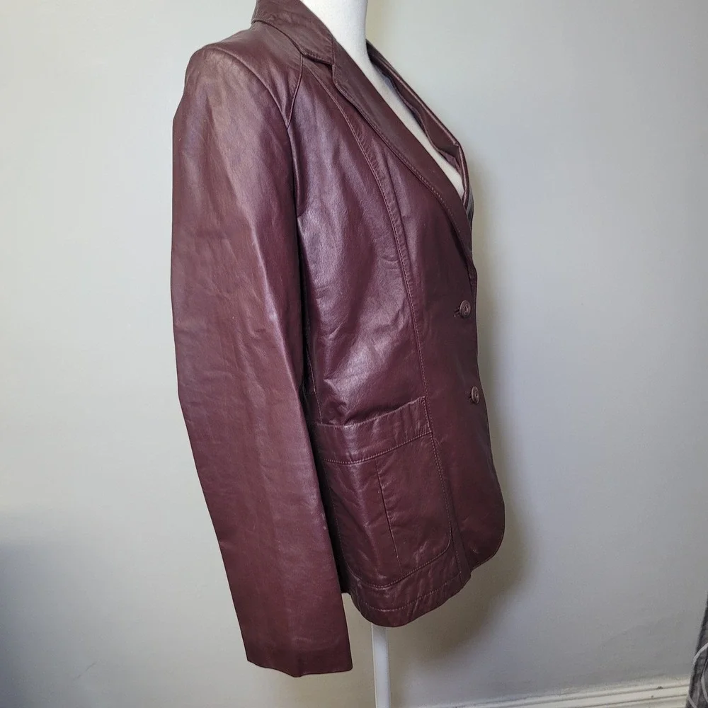 Wilsons‎ Leather Jacket Maroon Burgundy Wine Womens 14 Vintage